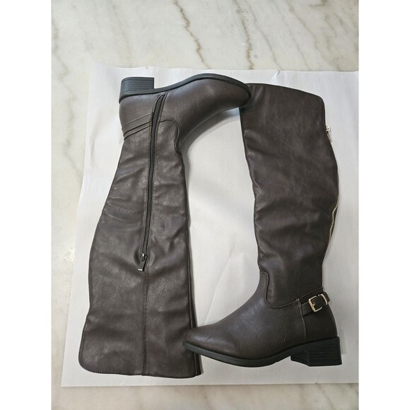 TOP Moda Shoes - Top Moda Womens Boot Rear Zip Flat Straps Buckle Brown Size 7 Cognac Brown Boots